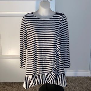 J.Crew Factory navy striped ruffle tee large